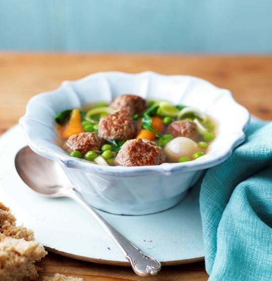 Spring Lamb Meatball Broth with Vegetables