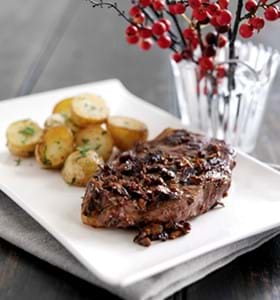 Steak with Dried Porcini and Rosemary Paste