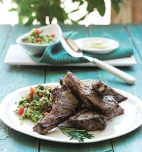 Sticky Lamb Cutlets with Minted Pea and Tomato Relish