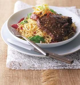 Sticky Steaks with Noodles