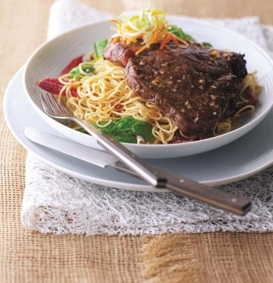 Sticky Steaks with Noodles