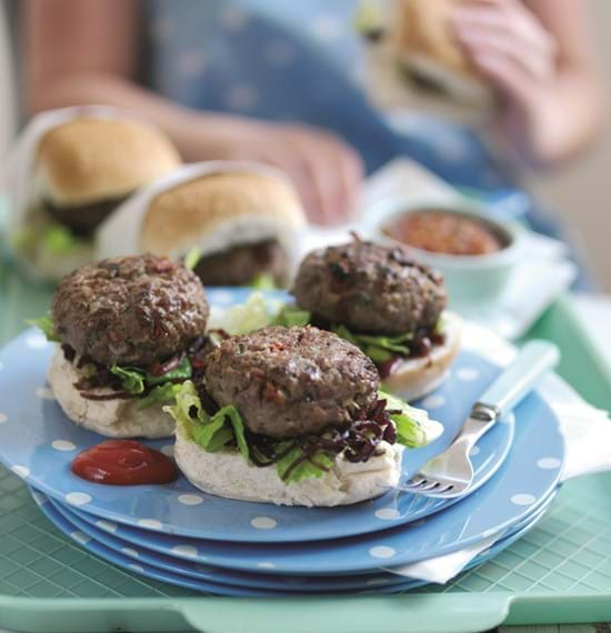 Sun-Dried Tomato Burgers with Balsamic-Glazed Onions