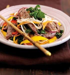 Warm Steak Salad  with Mango and Noodles