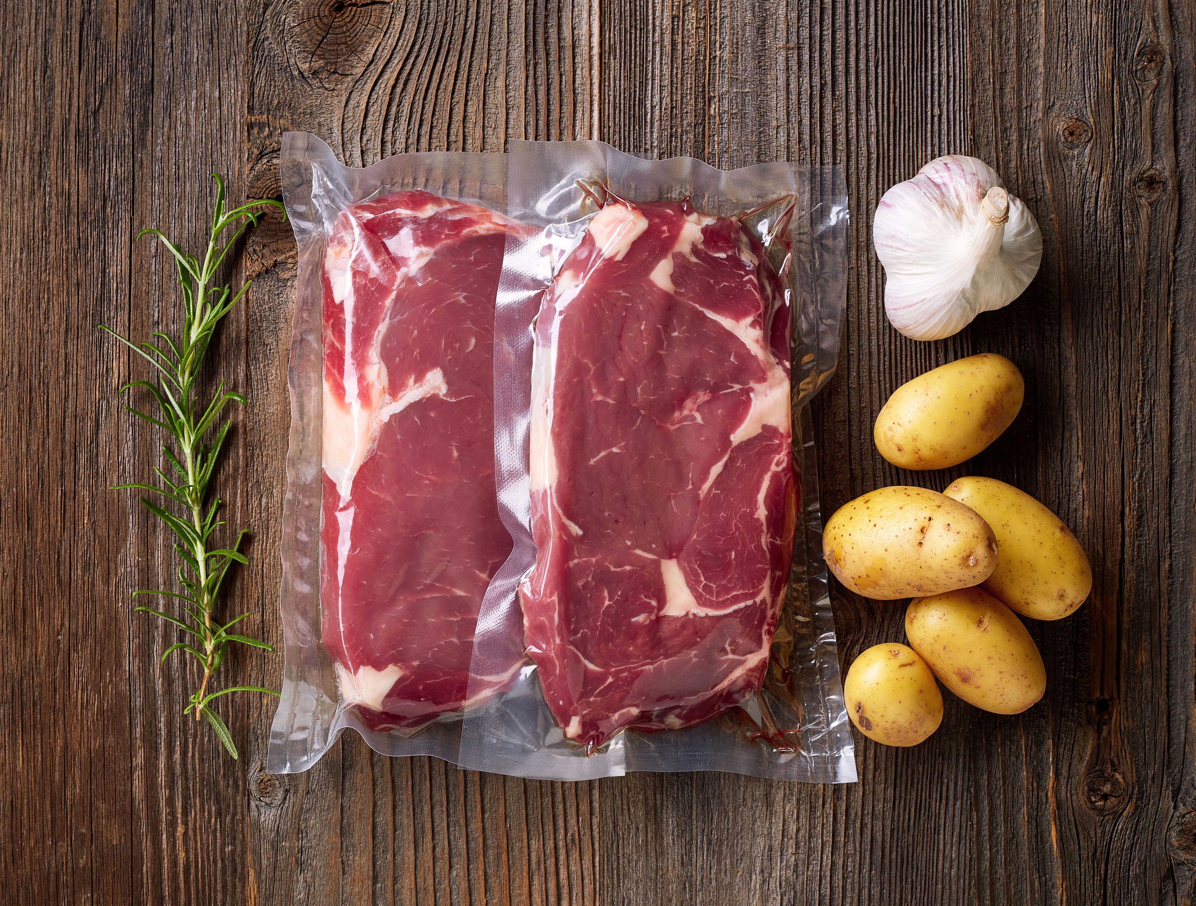 Cooking Meat Vacuum Packed With Sousvide Technology Stock Photo