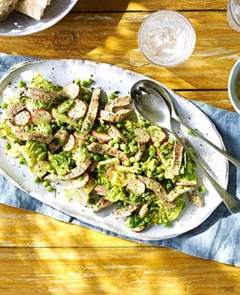 Coronation Thin Cut Steak, Radish and Pea Salad