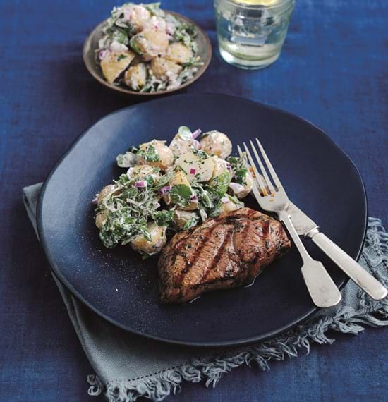 Minty Lamb Steaks with Potato and Watercress Salad Minty Lamb Steaks with Potato and Watercress Salad