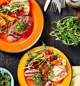 Lamb Leg Steaks with Watercress Pesto