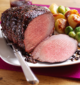 Rosemary Roast Beef with Balsamic and Cranberry Glaze