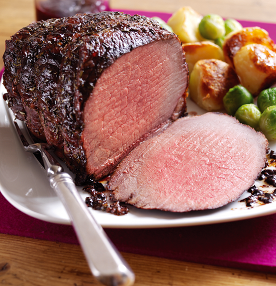 Rosemary Roast Beef with Balsamic and Cranberry Glaze