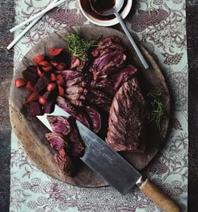 Steak with Pickled Radish and Beetroot