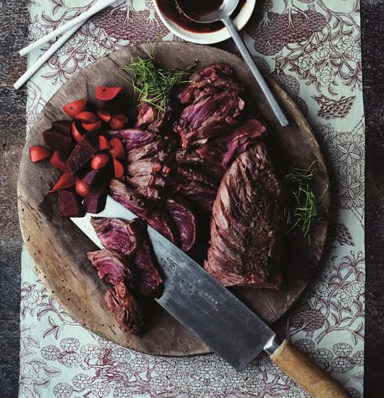 Steak with Pickled Radish and Beetroot