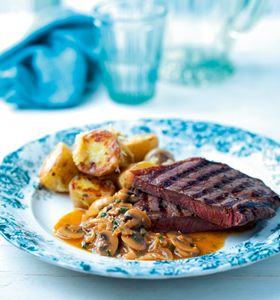 Steaks with Shallot and Mushroom Sauce