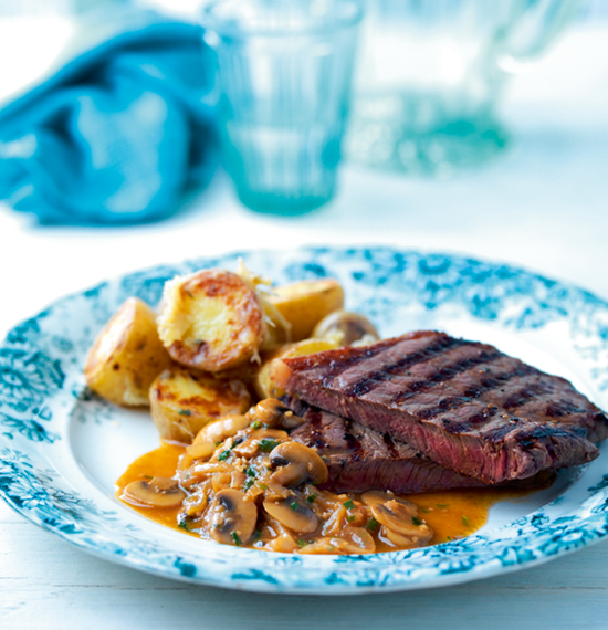 Steaks with Shallot and Mushroom Sauce