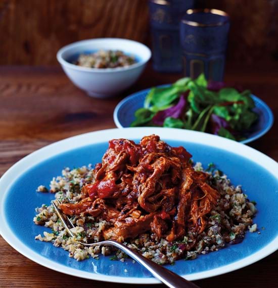 Slow Cooked Pulled Shoulder of Lamb with Cauliflower Couscous