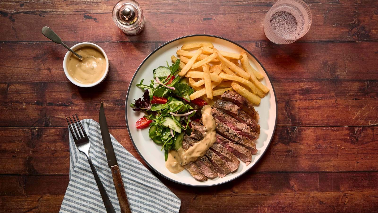Sirloin Steak with Chips and Salad | Recipe | Simply Beef & Lamb