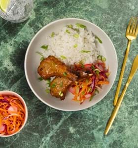 Juicy Gochujang Lamb Cutlets with Pickled Slaw and Jasmine Rice