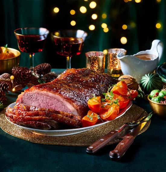 Roast Sirloin of Beef with Cinnamon Butter and Clementines