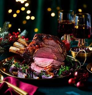 Festive Roast Beef with Cranberry and Red Onion Relish