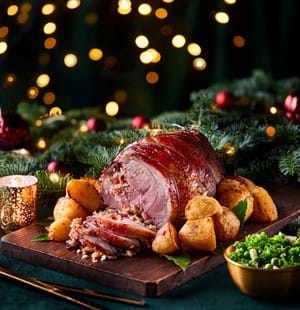 Roast Shoulder of Lamb with Stilton and Cranberry Stuffing