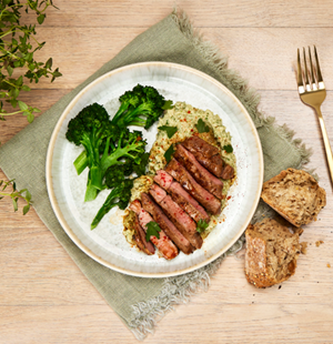 Citrus Lamb Leg Steaks with Bean Mash