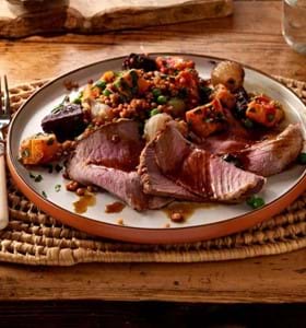 Roast Beef with Caramelised Shallots and Beetroot