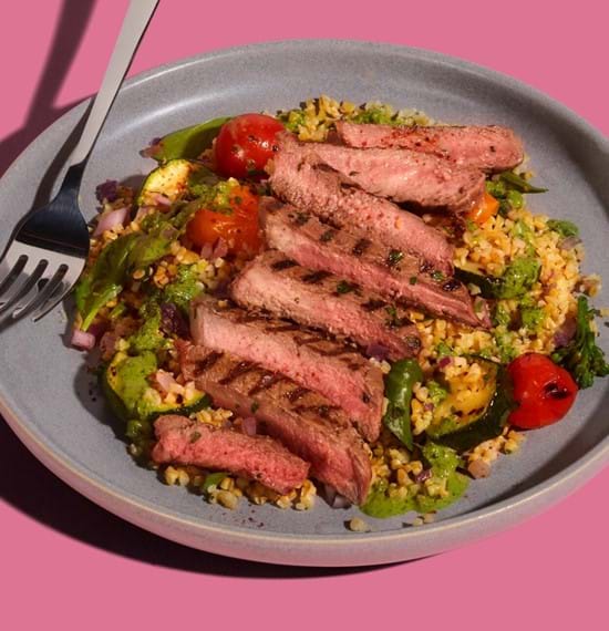Chimichurri-Style Steak with Griddled Vegetables Chimichurri-Style Steak with Griddled Vegetables