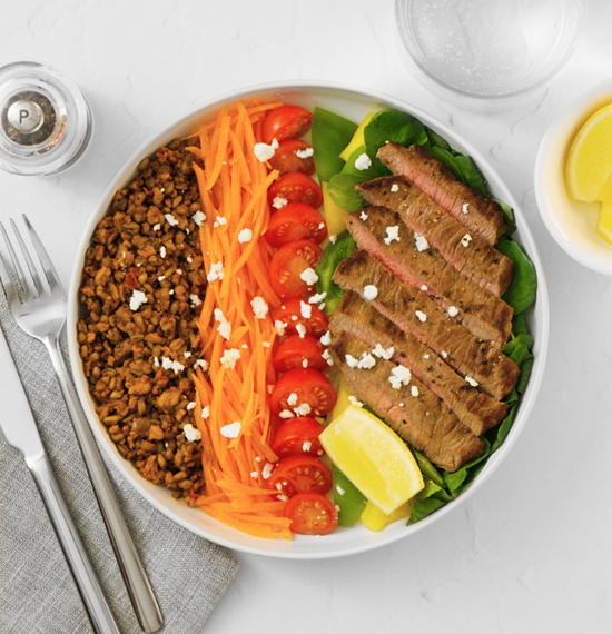Steak Bowl with Veggies and Mixed Grains